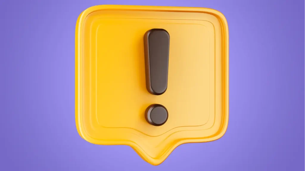 Sinal de alerta, dentro de um balão de conversa amarelo